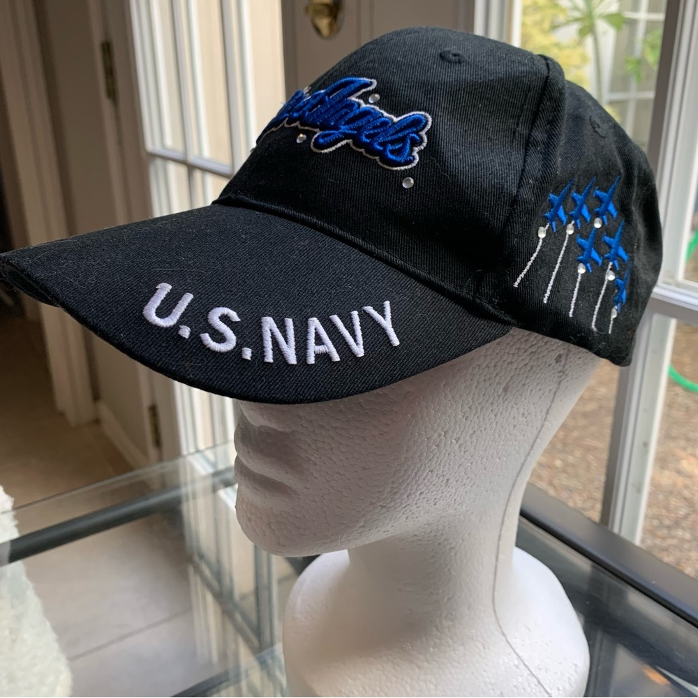 Blue Angels U.S. Navy Fighter Jets cap with rhinestones and stitching.color blue